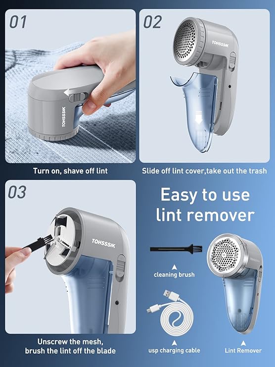 lint remover electric rechargeable shaver with 3-leaf stainless