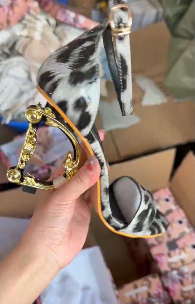 High Heel Gold Buckle Sandal Slippers Fashion Ladies high heels Open Toe Strap