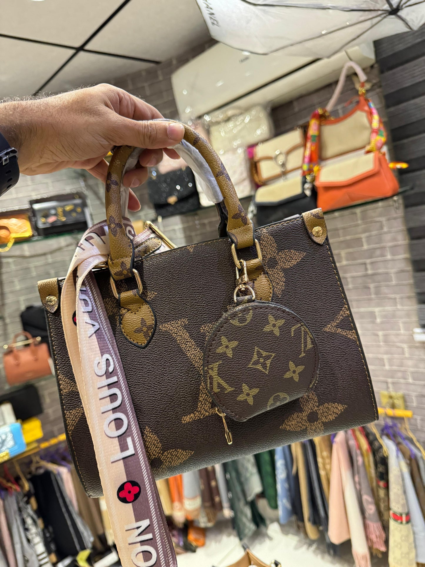 Louis Vuitton High Quality Bag with Ring Pouch Monogrammed Long Strap