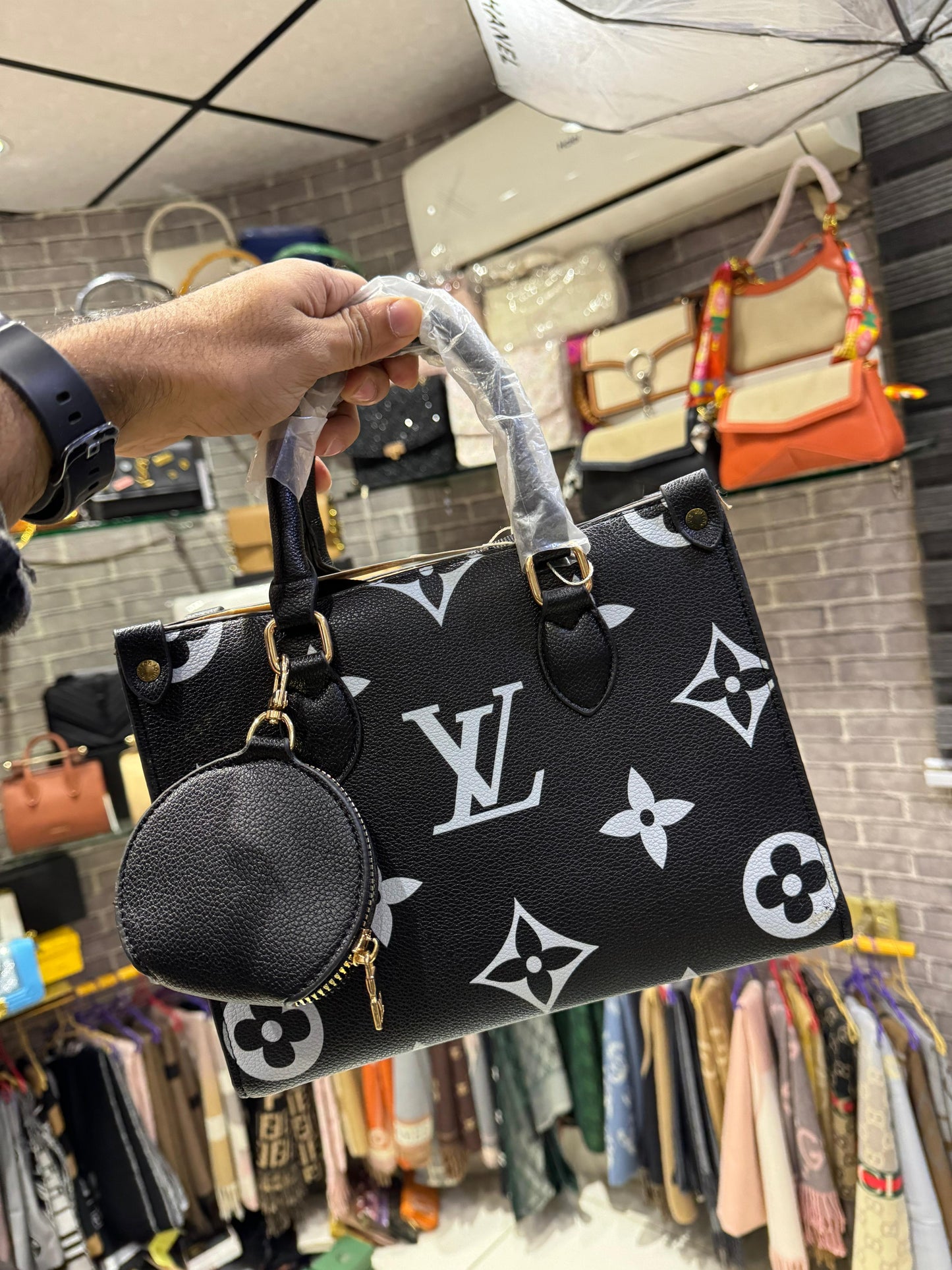 Louis Vuitton High Quality Bag with Ring Pouch Monogrammed Long Strap