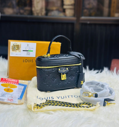 Luxury Monogram Vanity Bag – Premium Leather Travel Box Handbag