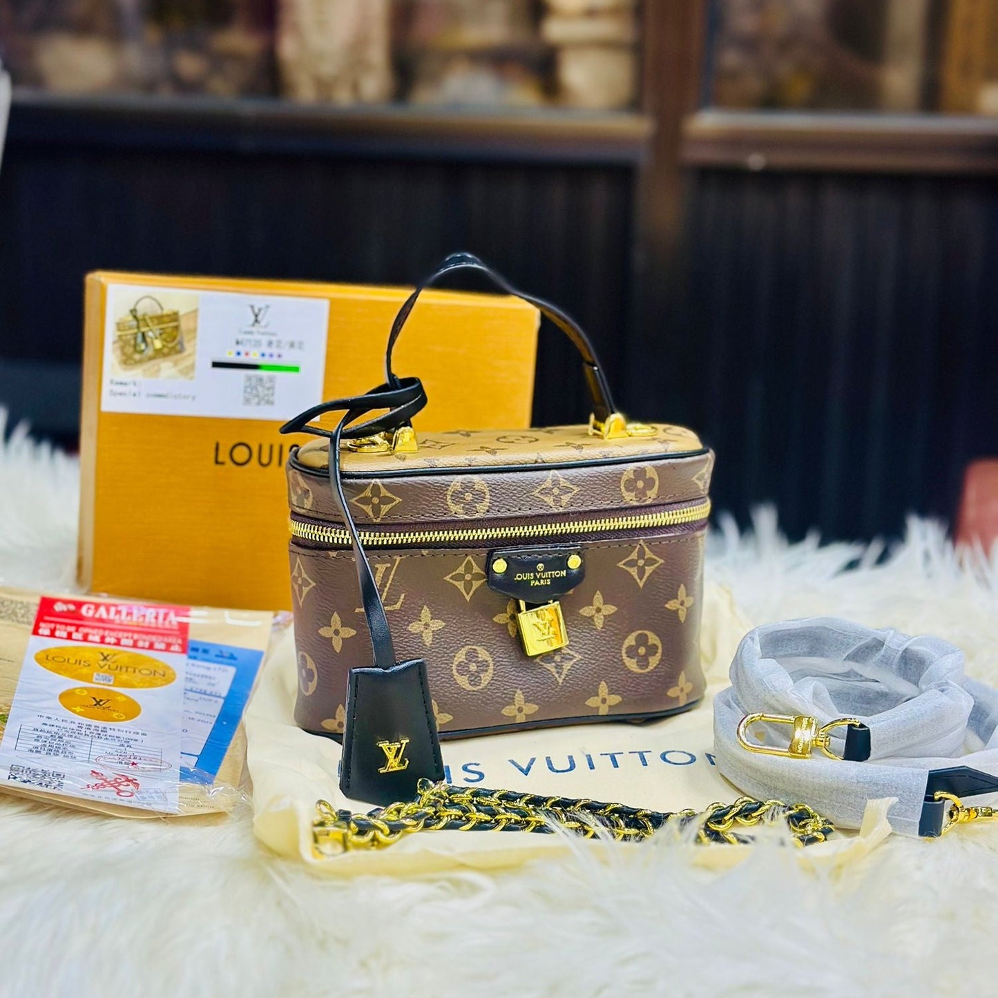 Luxury Monogram Vanity Bag – Premium Leather Travel Box Handbag