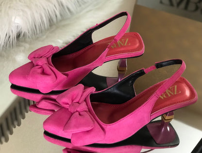 Luxury Satin Bow Slip-On Heels