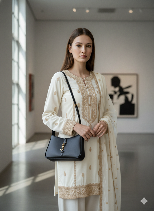 Luxury Gold-Accent Minimalist Shoulder Bag – Premium Black Leather Finish