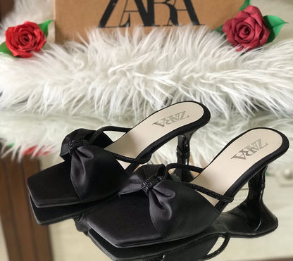 Elegant Satin Bow Heels – Women’s Party & Wedding Footwear
