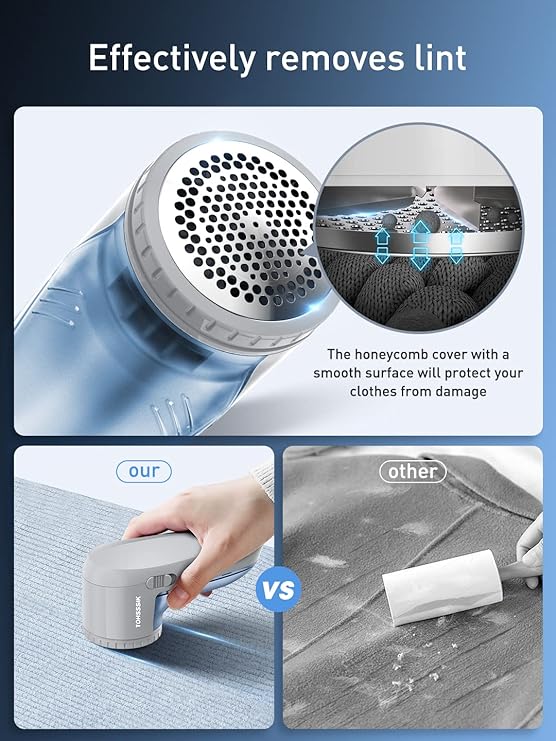 lint remover electric rechargeable shaver with 3-leaf stainless steel blades