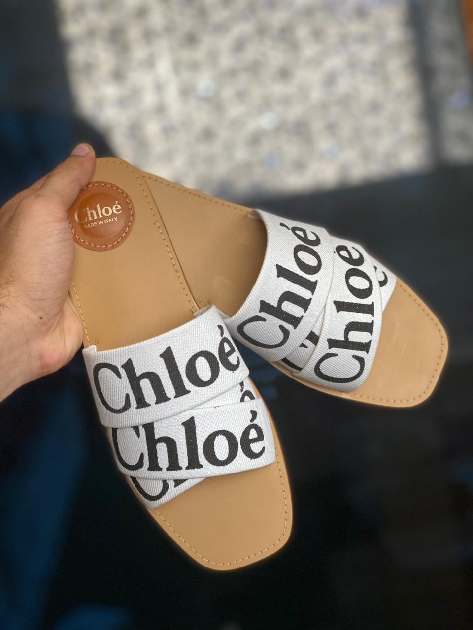 Chloe Women Woody Logo Slide Sandals