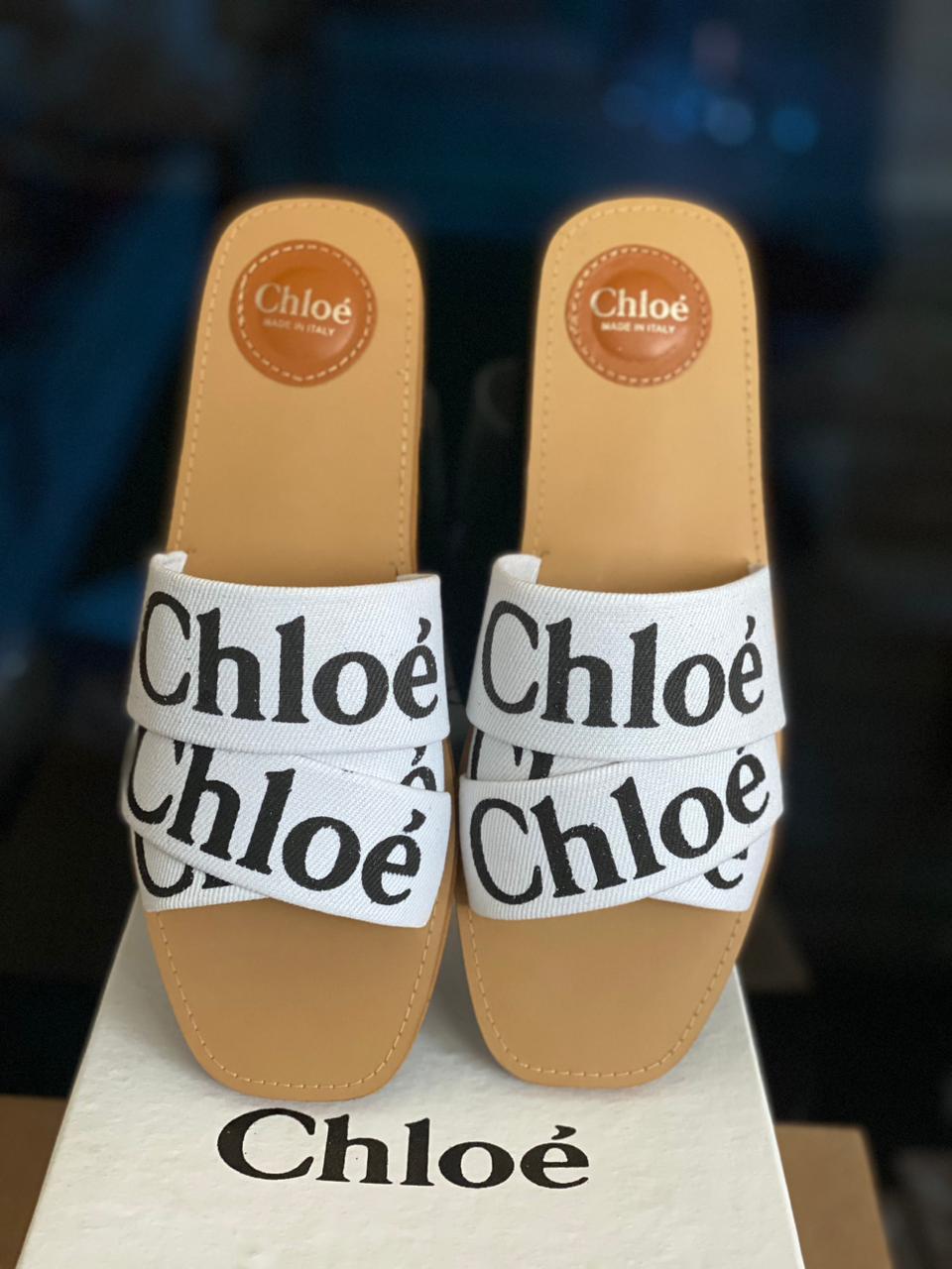 Chloe Women Woody Logo Slide Sandals