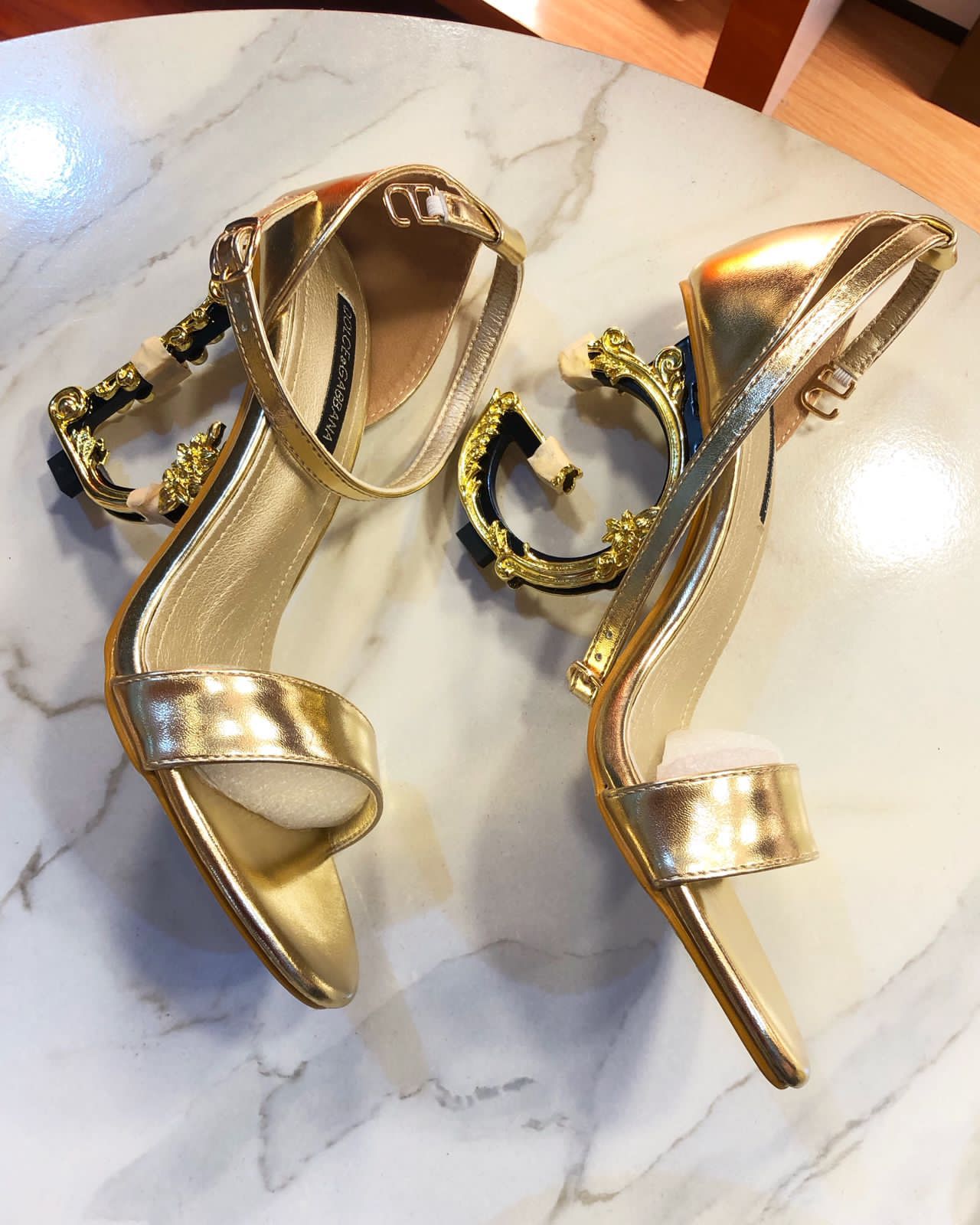 High Heel Gold Buckle Sandal Slippers  Fashion Ladies high heels Open Toe Strap