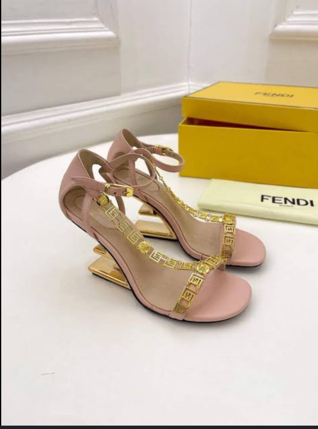 FENDI First Fendace Black Leather High-heeled Sandals