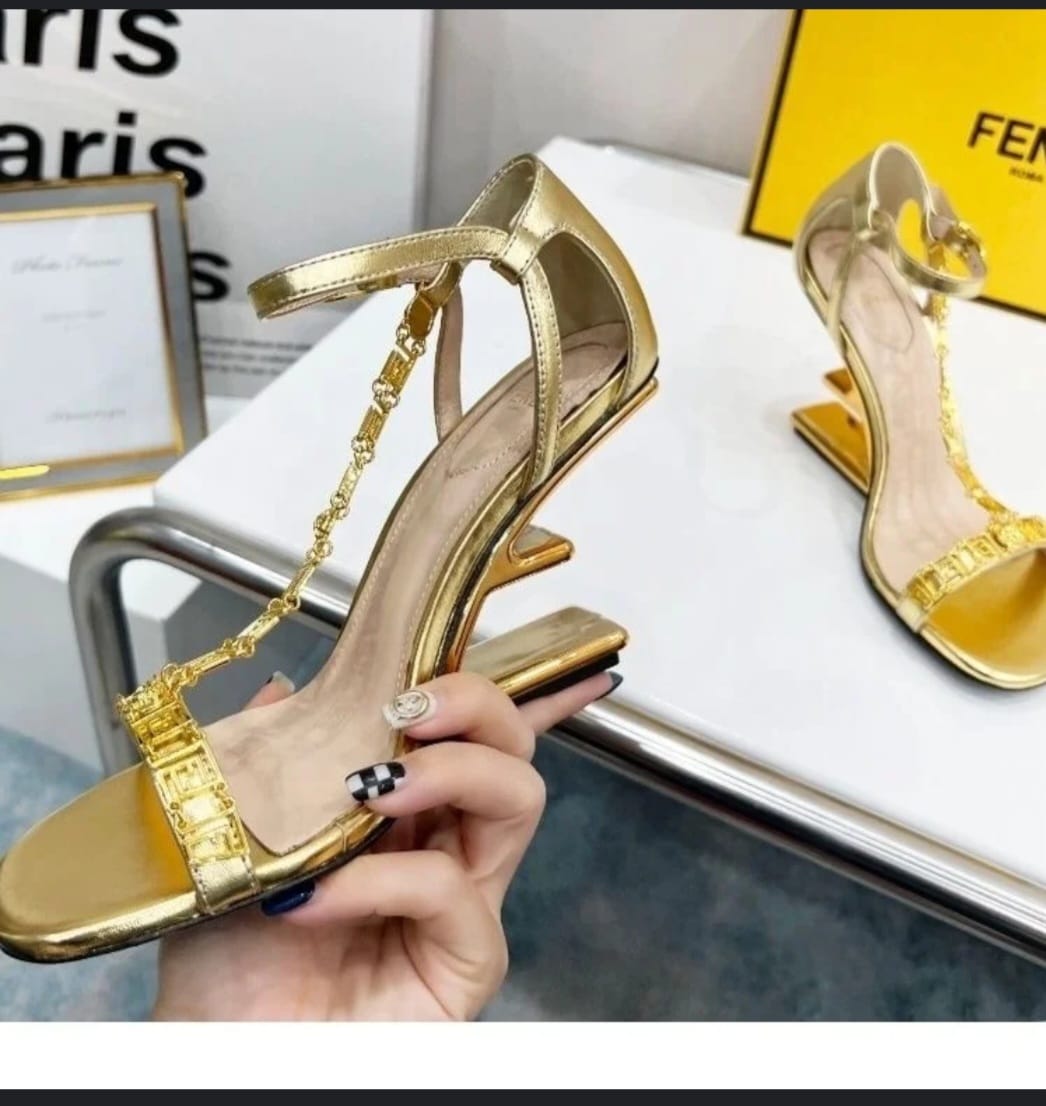 FENDI First Fendace Black Leather High-heeled Sandals