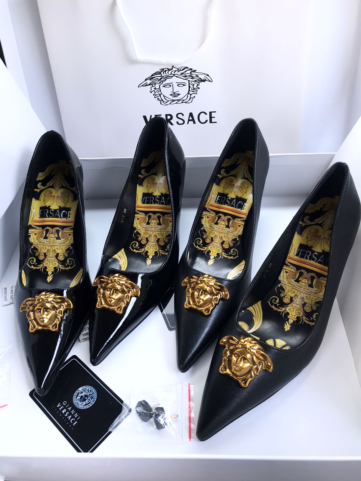 VERSACE BRANDED HEELS With Brand Box Card And Dust Bag