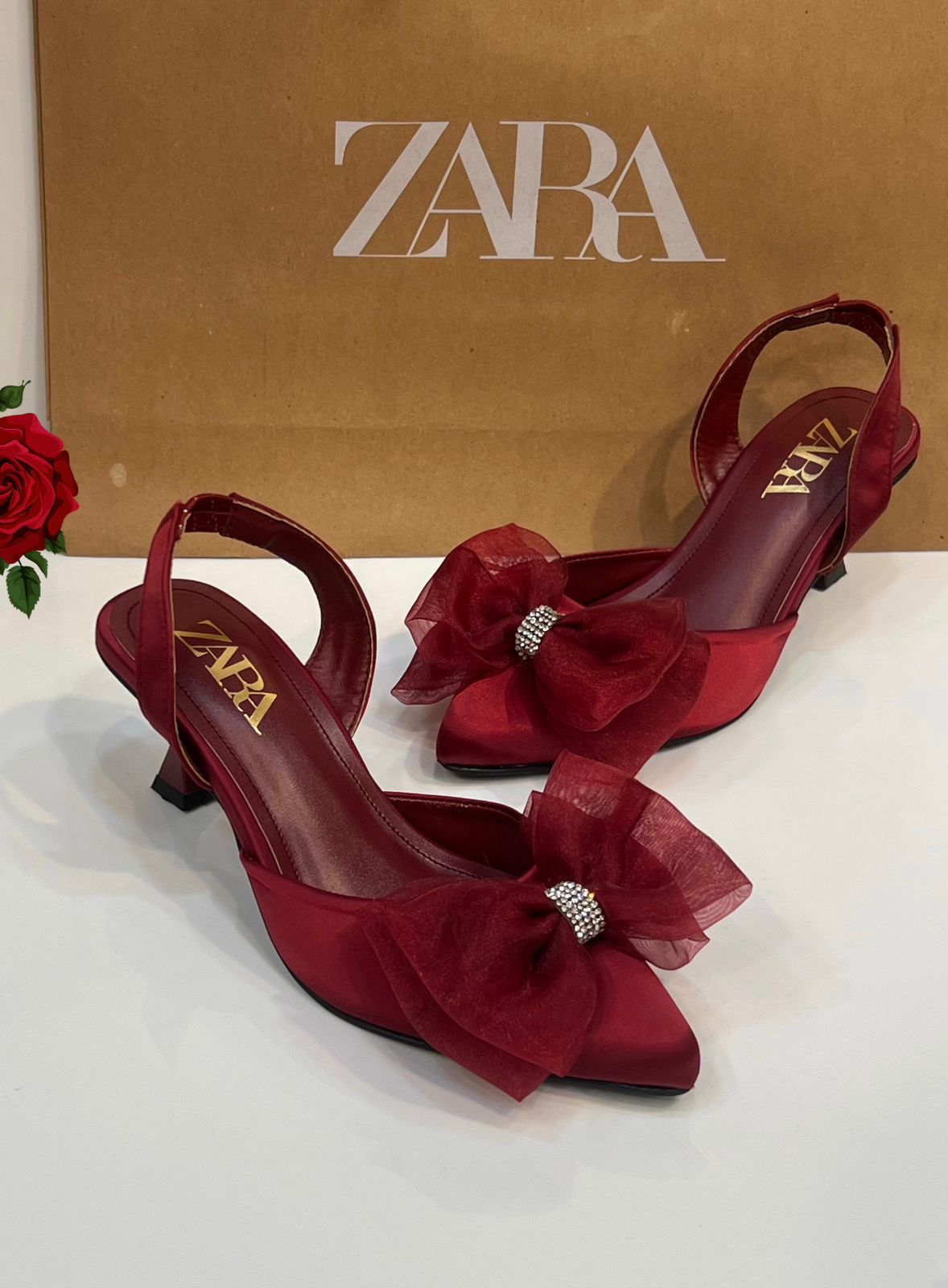 Elegant Satin Bow Slingback Heels