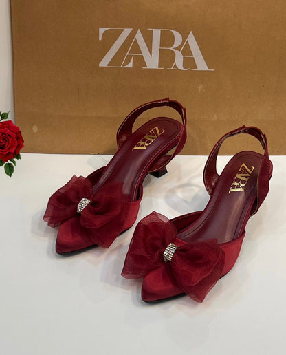 Elegant Satin Bow Slingback Heels