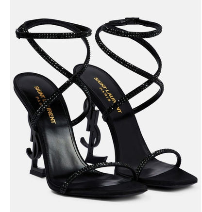 Ysl Logo Heel Sandals – Black Edition