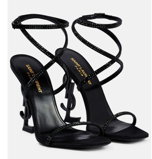 Ysl Logo Heel Sandals – Black Edition