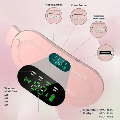 Menstrual Belt - Portable Electric Menstrual Belt- Abdominal Discomfort Heating & Vibrating Massage Belt