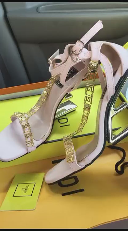 FENDI First Fendace Black Leather High-heeled Sandals