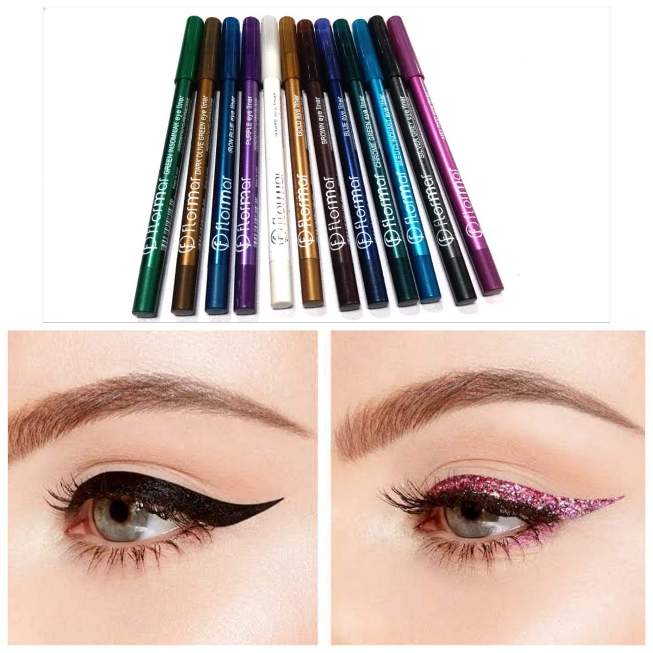 Flormar Waterproof Eyeliner- pack of 12 eye pencils