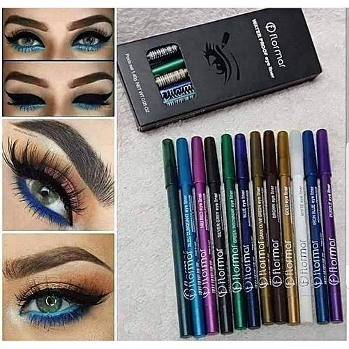 Flormar Waterproof Eyeliner- pack of 12 eye pencils