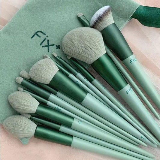neon green makeup brushes